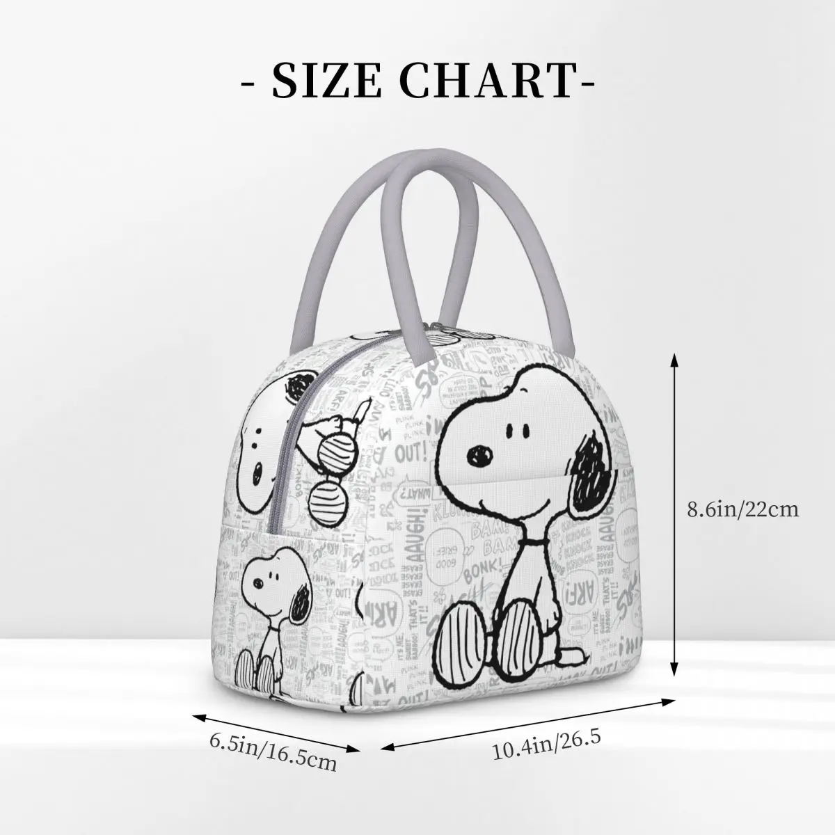 Large Capacity Insulated Lunch Boxes PEANUTS Snoopy On Black White Merch Storage Food Box Cooler Thermal For Picnic