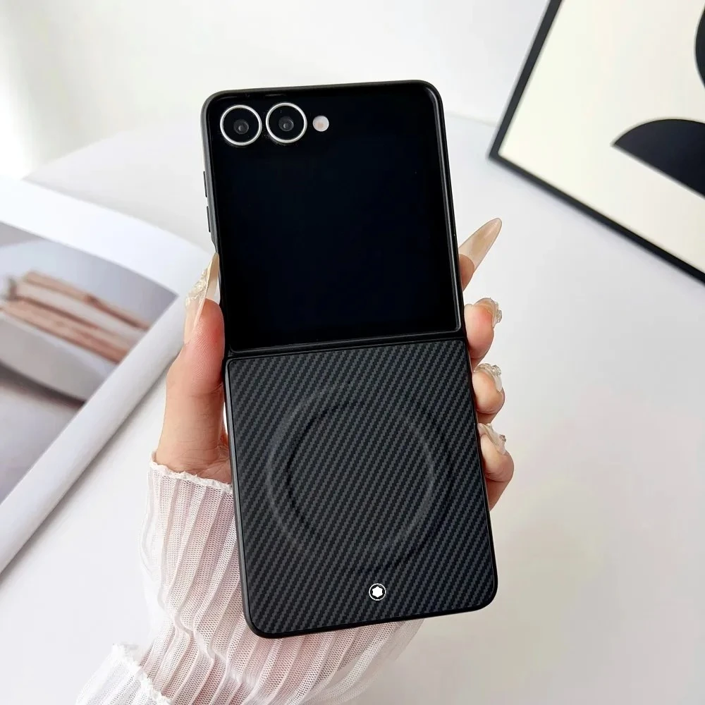 

High Quality Busine Sle Carbon Fiber Magnetic Leather Phone Case for Samsung Galaxy Flip 7 6 5 4 3 Hard Shockproof Protect Cover
