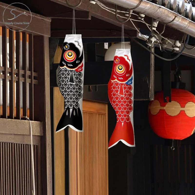 Mini Fish Windsock Koinobori Fade Resistant Print Japanese Style for Shop Display Hanging Decor Holiday Souvenir Gift