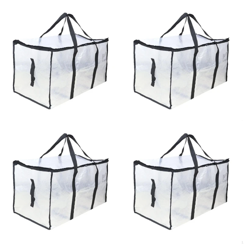 

4pcs Large Clear Moving Bags with Backpack Strap and Strong Zippers Clothes Bag 45BE