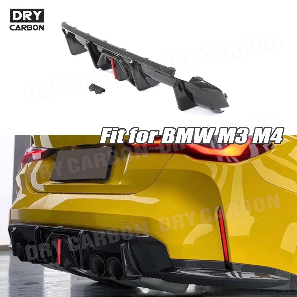 

Dry Carbon Fiber Rear Diffuser Bumper Lip Spoiler With Led Light for BMW G80 M3 G82 G83 M4 2020-2024 Carbon Fiber Accessories