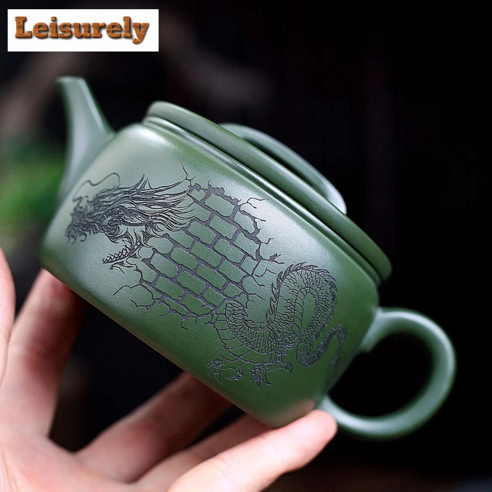 270ml Chinese Yixing Purple Clay Teapots Famous Handmade Dargon Tea Pot Raw Ore Green Mud Kettle Authentic Zisha Tea Set Gifts