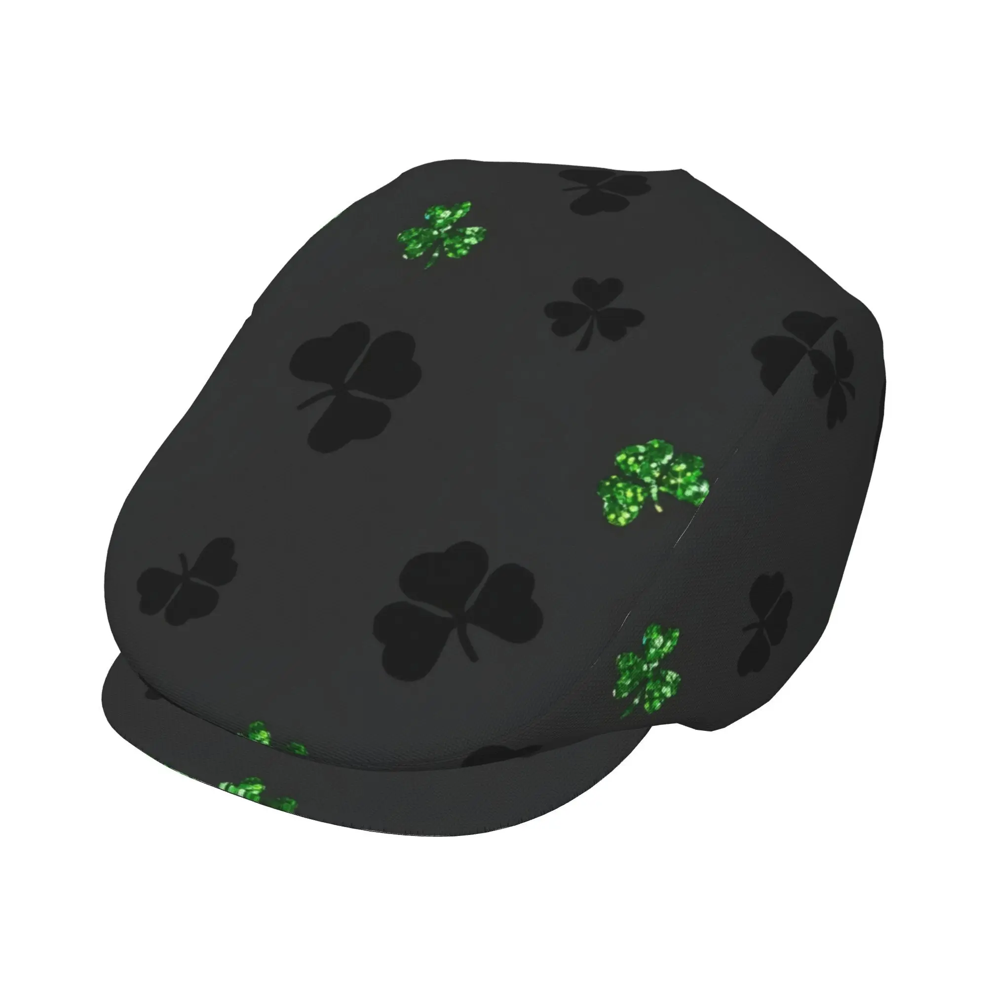 1pc Shining Four-Leaf Clover All-Over Printed Beret, Retro Newsboy Cap, Unisex, Essential Fashion Accessory for Outdoor Leisure