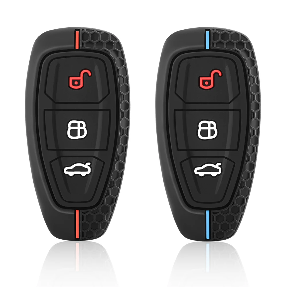 Car Key Pack for Ford ST Line Fiesta Focus Mondeo Ecosport Kuga Puma Edge Escape Metallic Silicone Car Key Fob Case Accessories