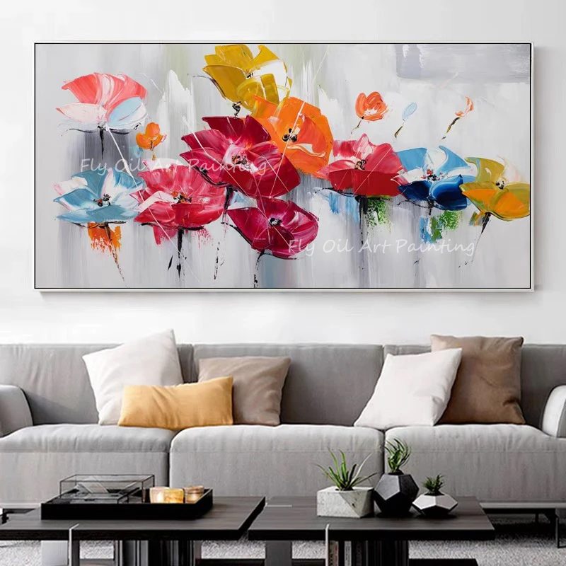 

Abstract Colorful Flower landscape Wall Art Simple Handpainted Oil Painting On Canvas modren Living Room home Decor Pictures