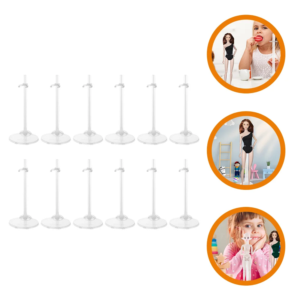 

12 Pcs Stroller Stand Baby Robot Toy Pink Princess Decor Plastic Figure Stands