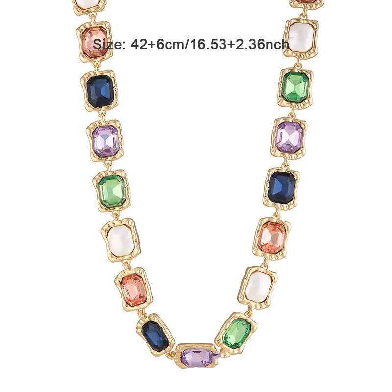 

Chunky Choker Color Rhinestone Chain Friendship Love Day Necklace with Cat Design Gem Necklace Lady's Colored Crystal Necklace