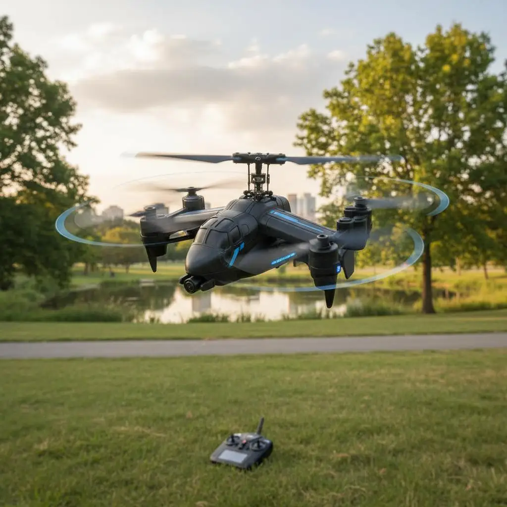 Hélicoptère télécommandé 2,4 GHz avec gyroscope, avion RC à 4 canaux pour débutants, lumières sur les ailes et décollage/atterrissage