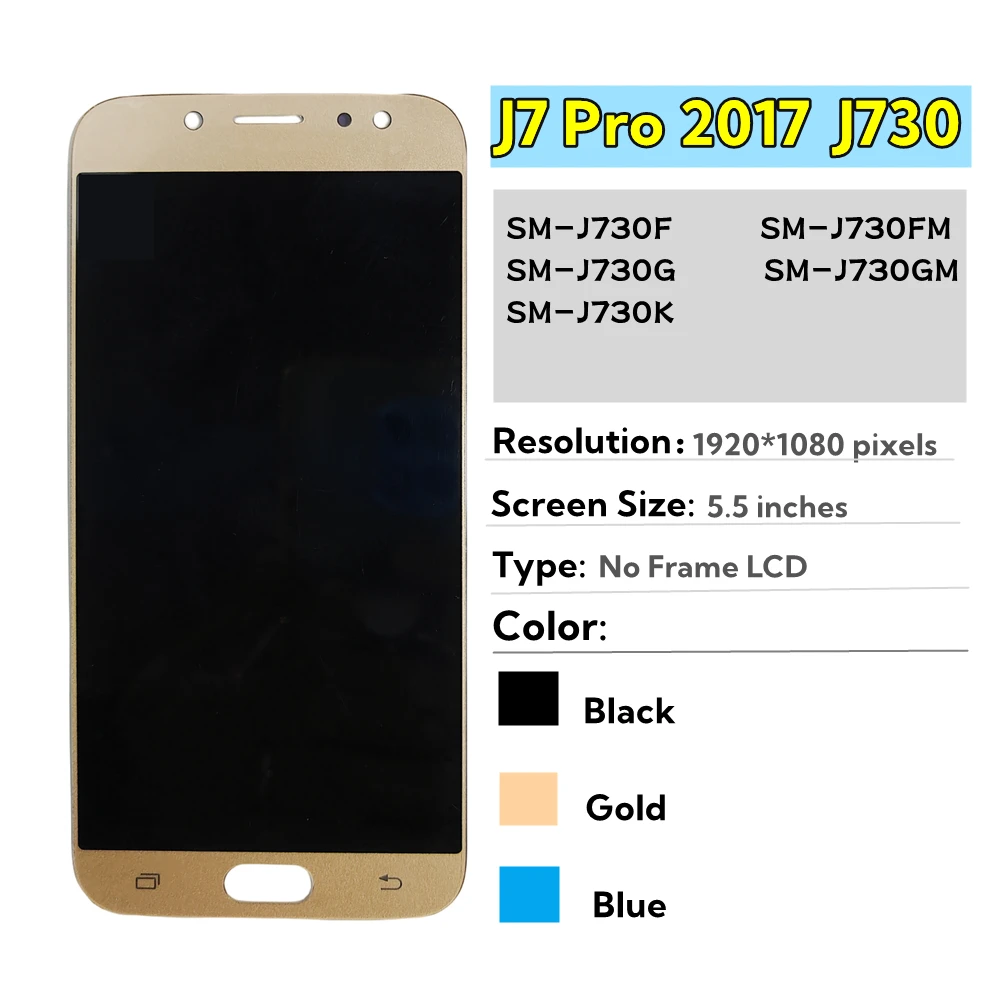 Pantalla LCD OLED para Samsung Galaxy J7 Pro 2017, J730, J730F, J730GM, J730G, montaje de digitalizador con pantalla táctil, reemplazo
