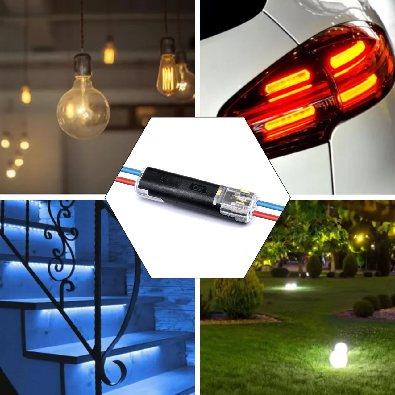 10/30/50 قطعة سلك توصيل موصل طرفي ، 2-pin ثنائي الاتجاه المكونات في كابل مشبك موصل تيار مستمر قفل غطاء مناسبة LED