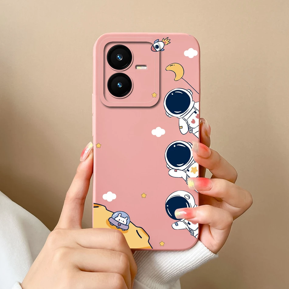 Cases For Vivo Y22 Y22S Flower Liquid Silicone Camera Lens Protection Phone Back Cover For VivoY22 Vivo Y 22 Y22 S Coque Bumper