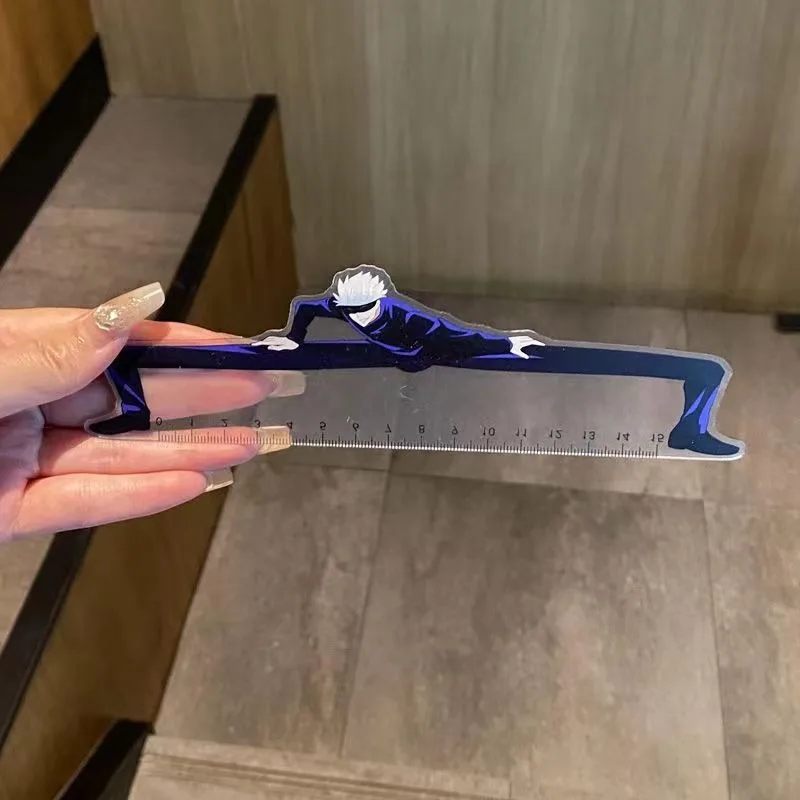 15CM Jujutsu Kaisen Satoru Gojo Funny Plastic Straight Ruler Transparent Drawing Tool Boy Girl School Stationery Rulers Gifts