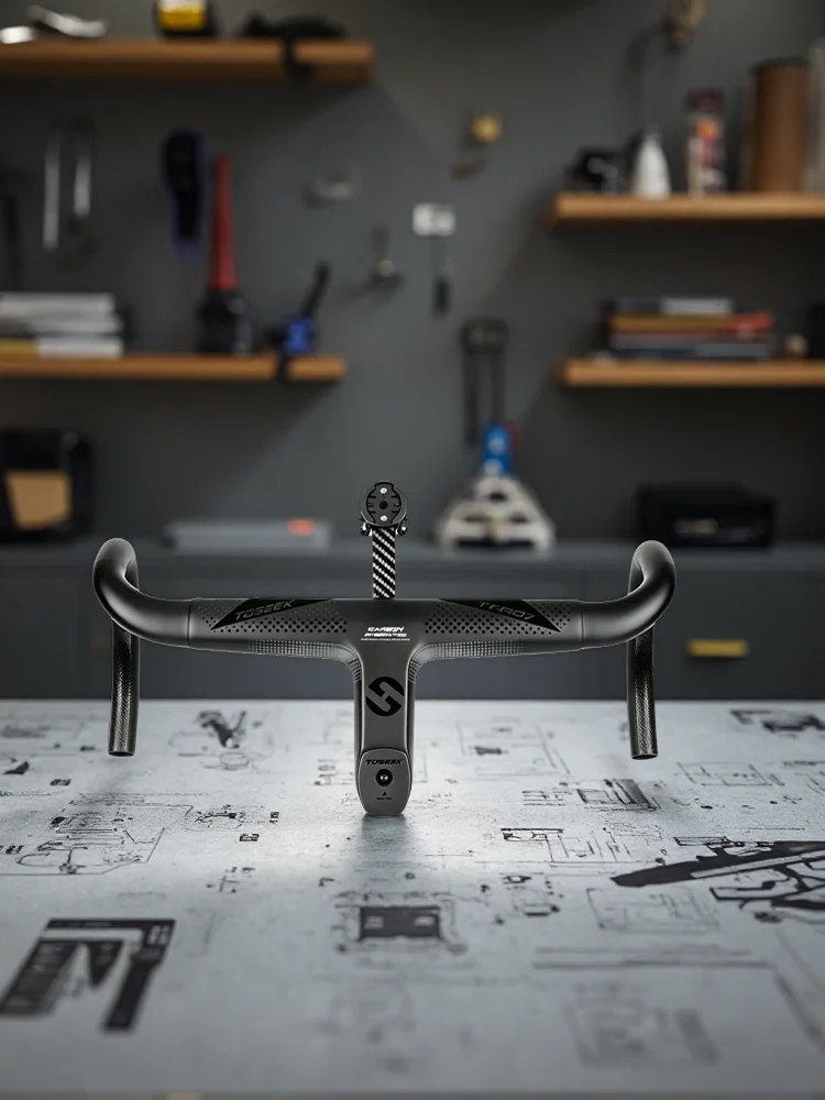AliExpress TOSEEK Full Carbon Integrated Road Bike Handlebar Cockpit OD2 Internal Cable 28.6/31.8mm -6° With Spacers 380/400/420mm Drop Bar