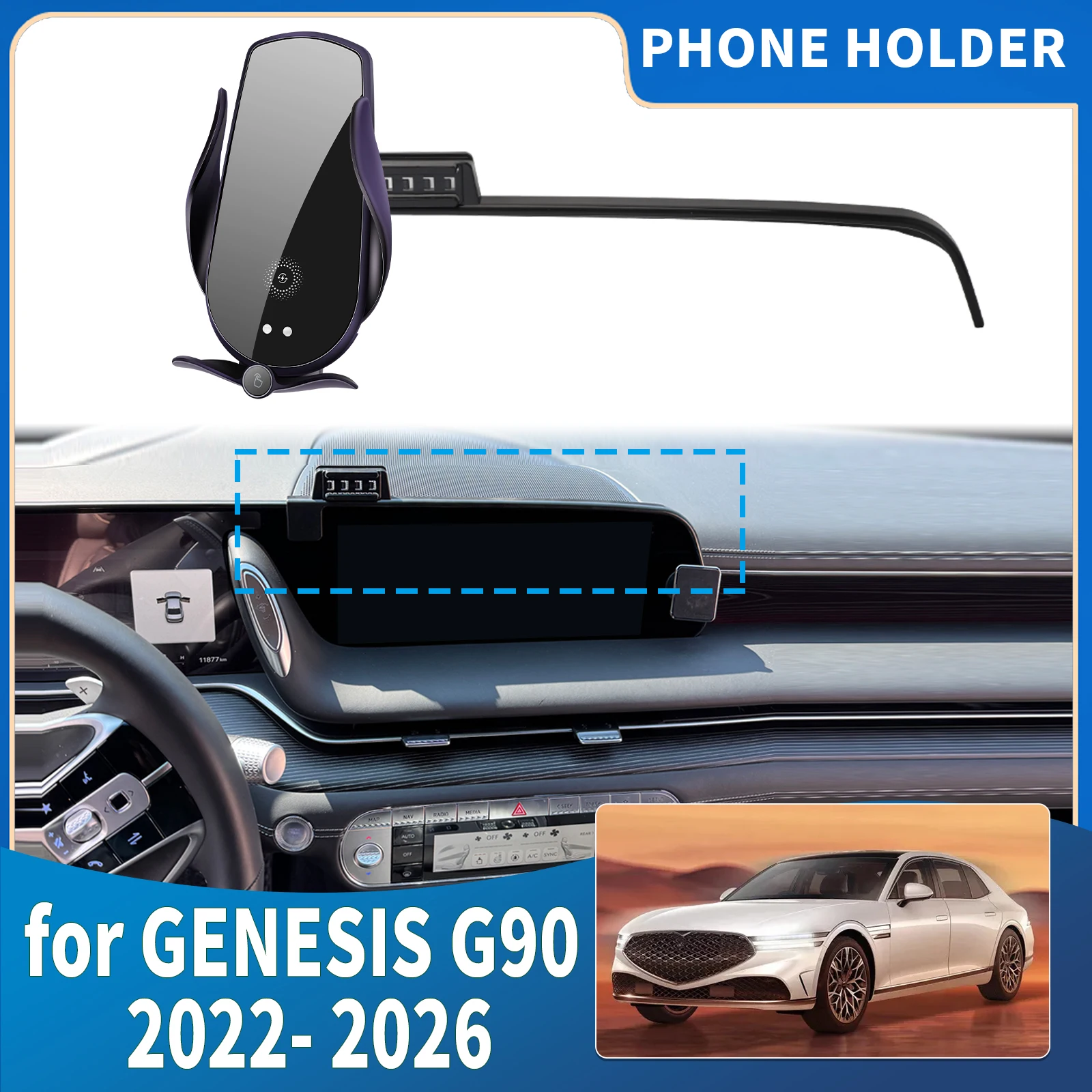 

for GENESIS G90 2022 2023 2024 2025 2026 Integrated Screen Mount Phone Holder Mount Car accessoires
