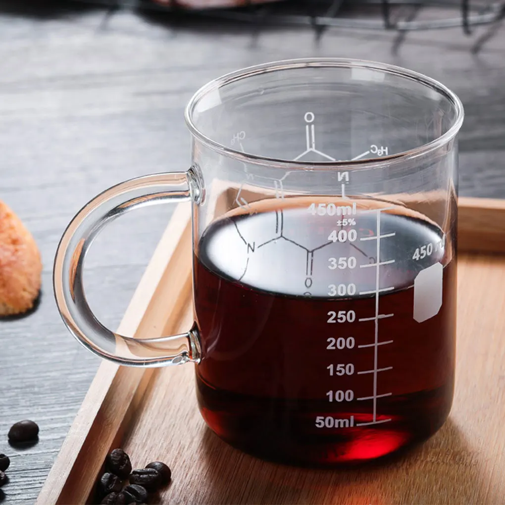 Eco-friendly Graduated Beaker Mug Convenient And Stylish Glass Cup For Professionals Durable 450ml