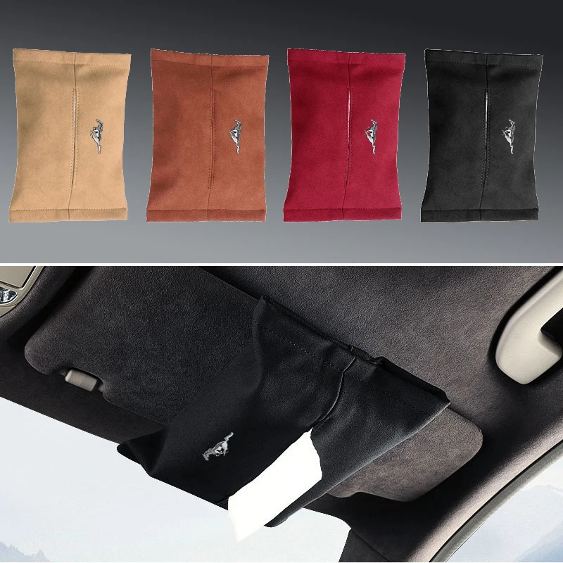 Car Tissue Box Suede Sun Visor Seat Back Hanging Bag For Mustang 2005 2006 2007 2008 2009 2016 2017 GT Guitar Eleanor Pickguard