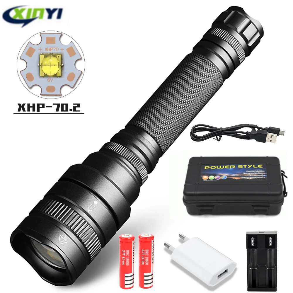 LED Flashlight xhp70.2 Ultra Bright Waterproof linterna led Torch xhp70 xhp50 18650 Best Camping, Outdoor light