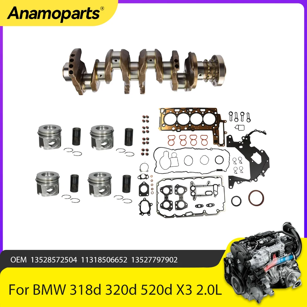 

Engine Parts Full Gasket Set Crankshaft Piston Rings Kit Fit 2.0 L N47 Diesel For BMW N47D20C 123d 318d 320d 520d X3 20d 2.0L