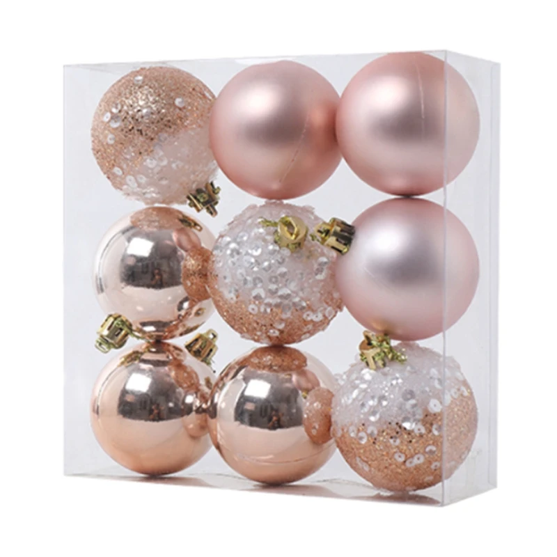 

9 PCS Christmas Ball Ornaments xmas Tree Decorations Hanging Balls for Home New Year Party Decor - 2.36inch Champagne