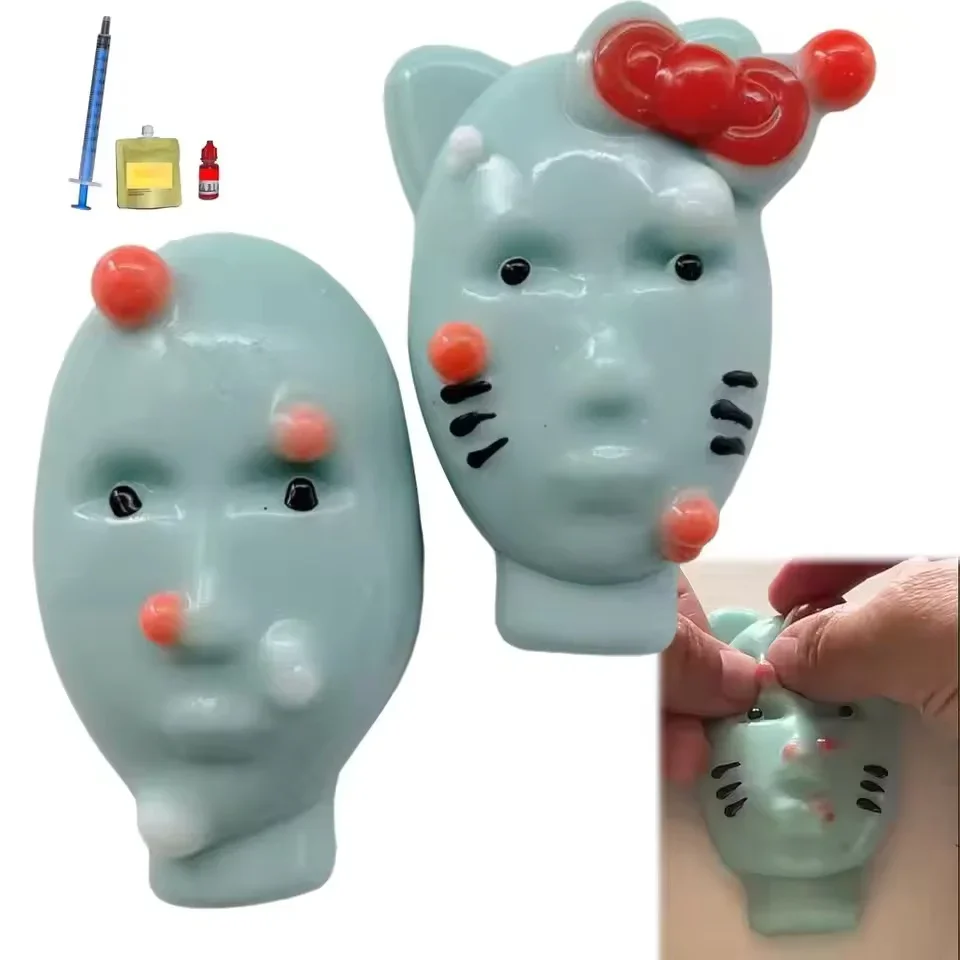 Pimple Popper Fidget Toy with Filler Tools Weird Alien Design Stress Relief Squeeze Gift Adult Reusable Anxiety Reducer