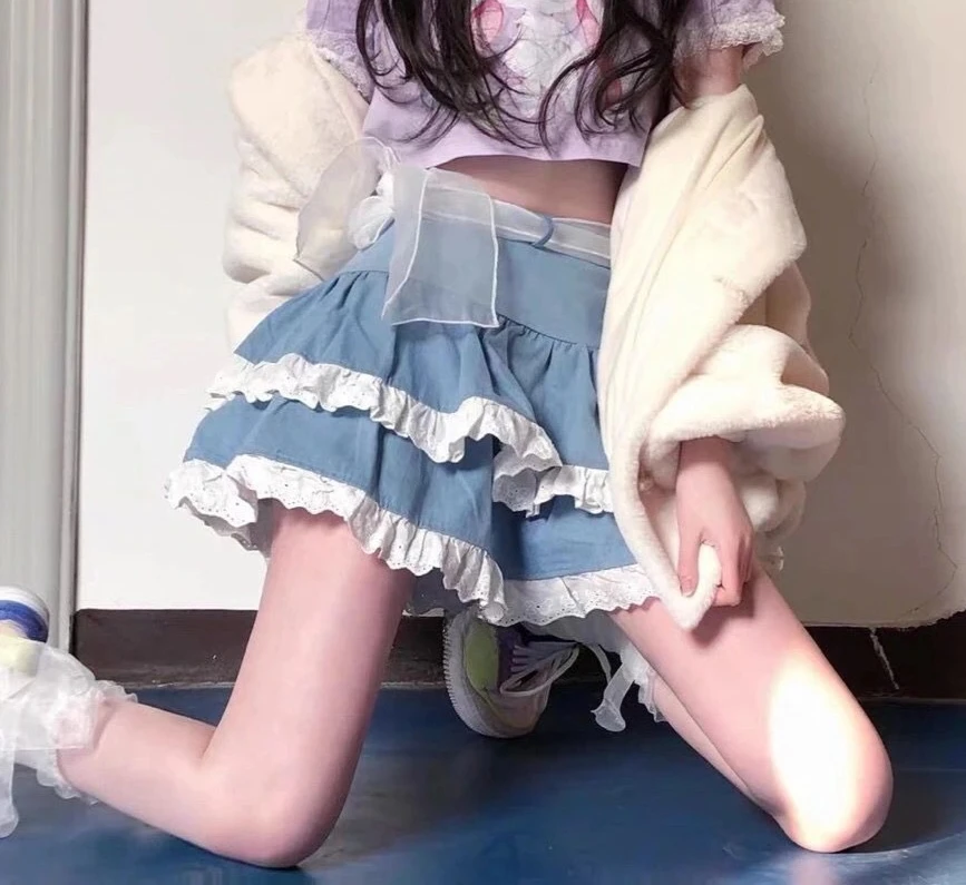 

American Style Patchwork Mini Skirt Women New Harajuku Lolita Sweet Y2k Mini Skirt Girls Casual Korean Fashion Skirt