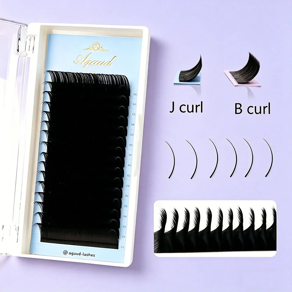 Aguud 16 Reihen J B Curl Wimpernverlängerung 5-25mm Untere Wimpern 6mm 7mm Kurze Synthetische Nerz-Look Lange Einzel-Volumen-Wimpern