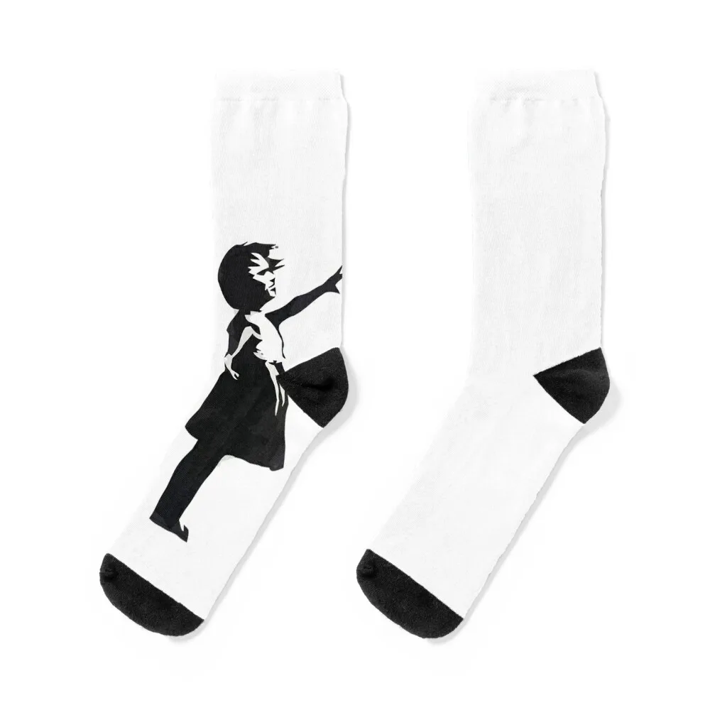 Vintage Style Arts Banksy Girl The Best With Balloon Logo Graphic Socks cartoon Toe sports Designer Man Socks Women's