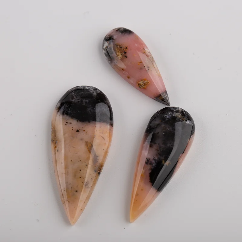 3PCS Pink Opal Charms Jewelry Semiprecious Stones,Earrings Beads for Jewelry Handmade Natural Jewelry 48x18x6mm 11.7g