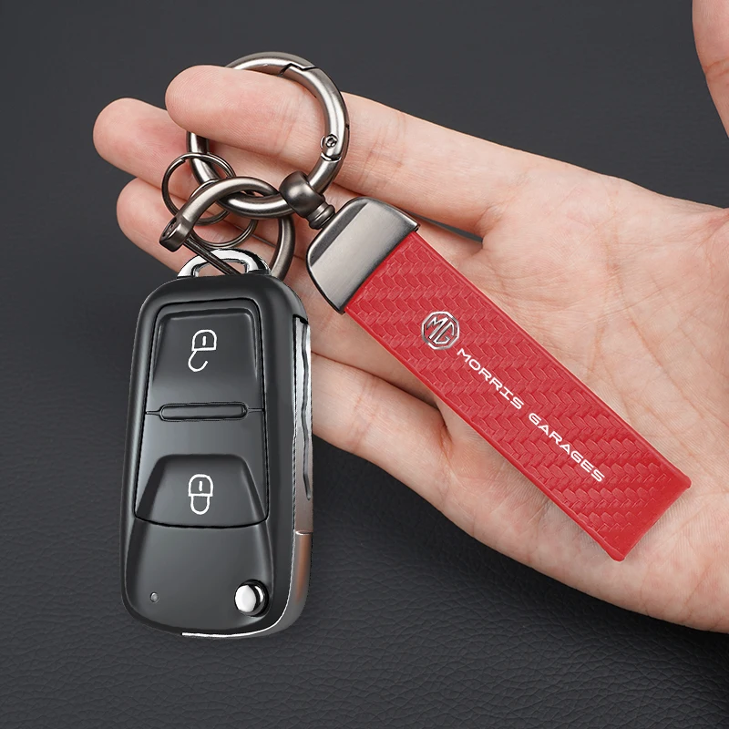 ألياف الكربون سيارة المفاتيح هدية قلادة حلقة رئيسية اكسسوارات السيارات التصميم لموريس المرآب MG3 MG5 MG6 MG7 GT GS هيكتور HS ZS #6