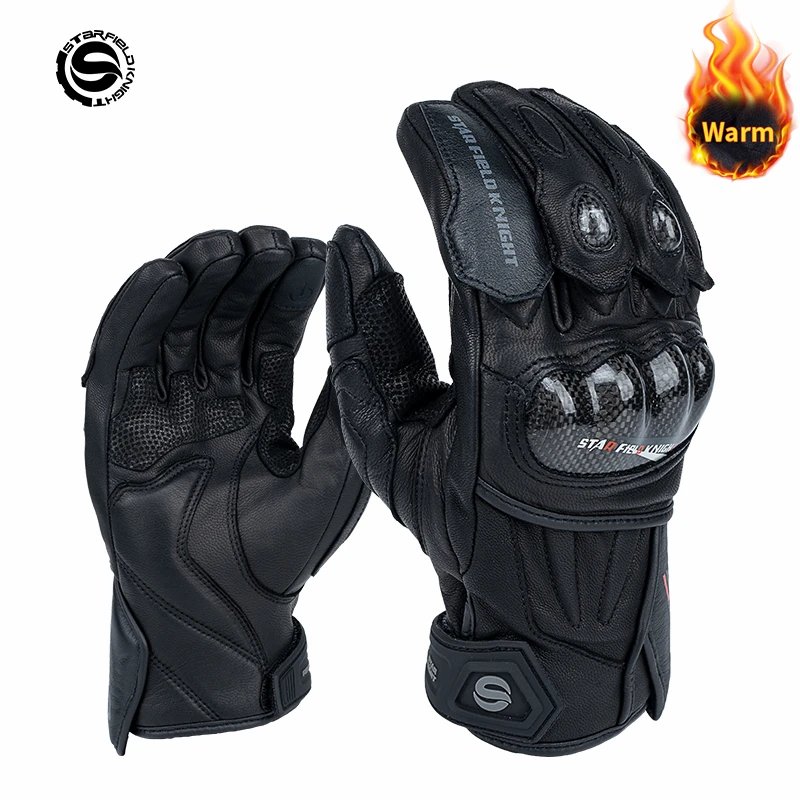 sfk-black-motorcycle-riding-gloves-winter-warm-carbon-fiber-protection-waterproof-genuine-goat-leather-non-slip-wear-resistant