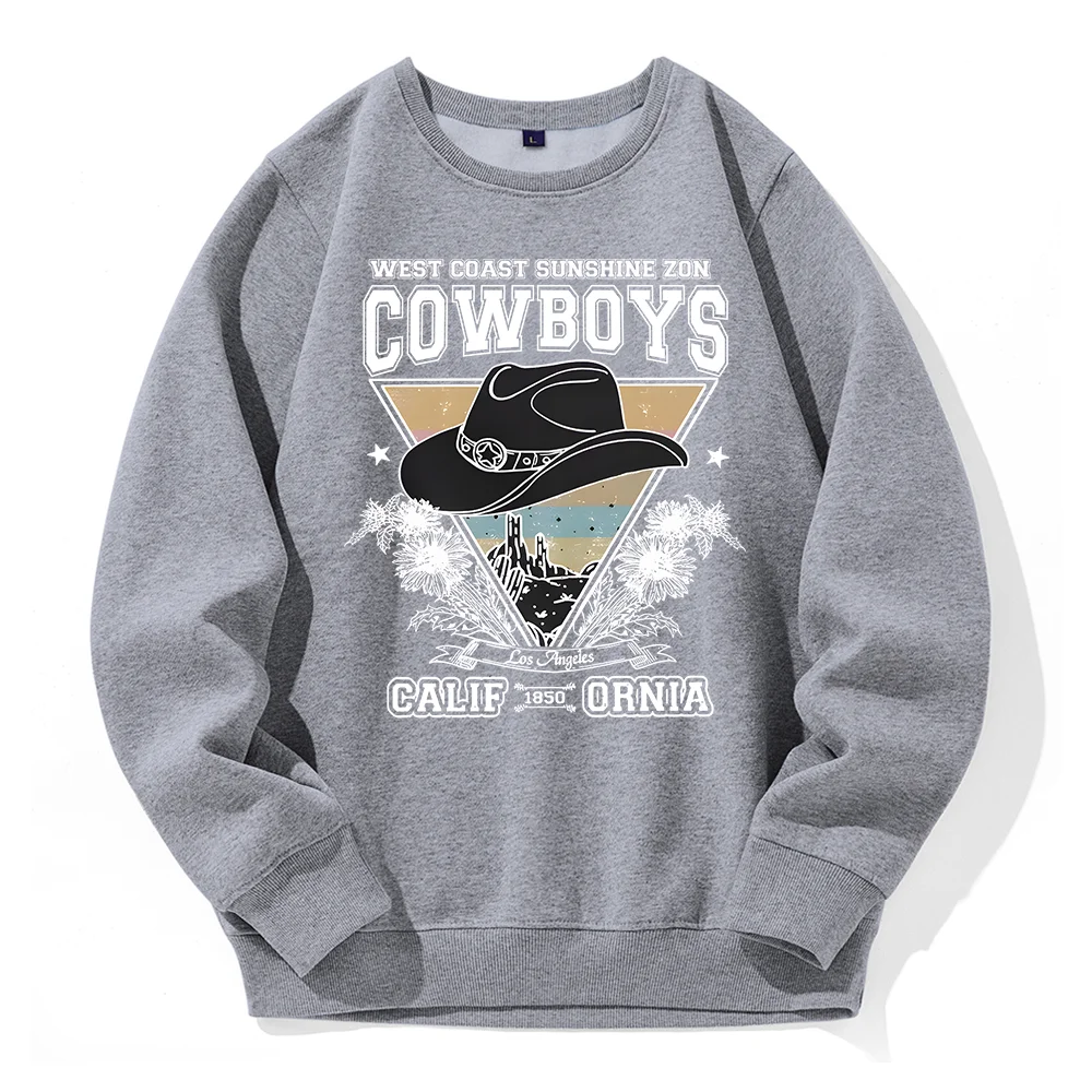 West Coast Sunshine Zon Cowboys California Printing Men Hoody Loose Fleece Warm Hoodies Creative Novelty Hooded Tide Sportswear