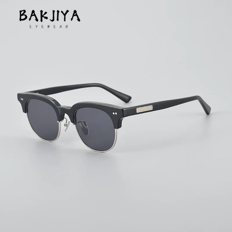 BAKJIYA Eyebrow Acetate Sunglasses Designer Retro Handmade Men Women Fashion Outdoor UV400 Eye Protection Polarized Sun Glasses