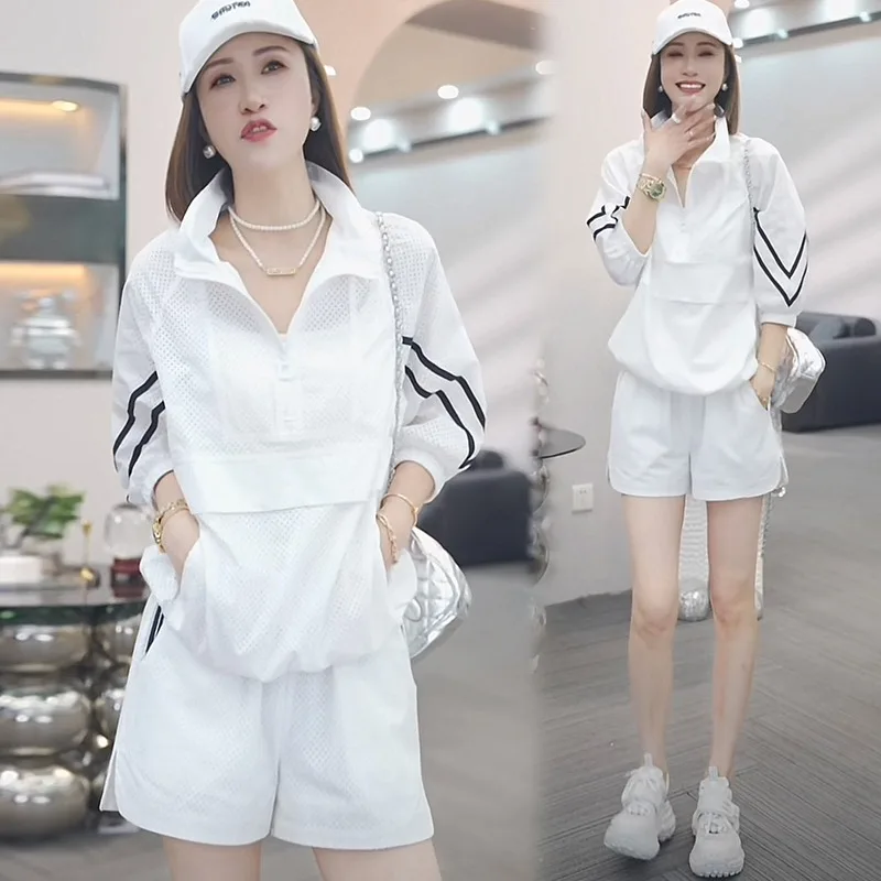 

Модный летний наряд, повседневная спортивная одежда, комплект свитшотов, женская горячая распродажа сезона, новый стиль, молодежный комплект из двух предметов Elega