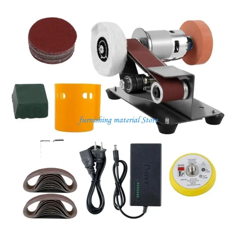 

Y5GD Belt Sander 15 Degree Electric Belt Sander Adjustable Speed Benches Belt Grinder for Metal Working Cutter Making Crafting