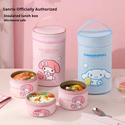 Hot 400/600ml Melody And Cinnamoroll Cartoon Multi-Layer Insulated Lunch Box Stainless Steel Microwave-Safe Bento Box Set Gift