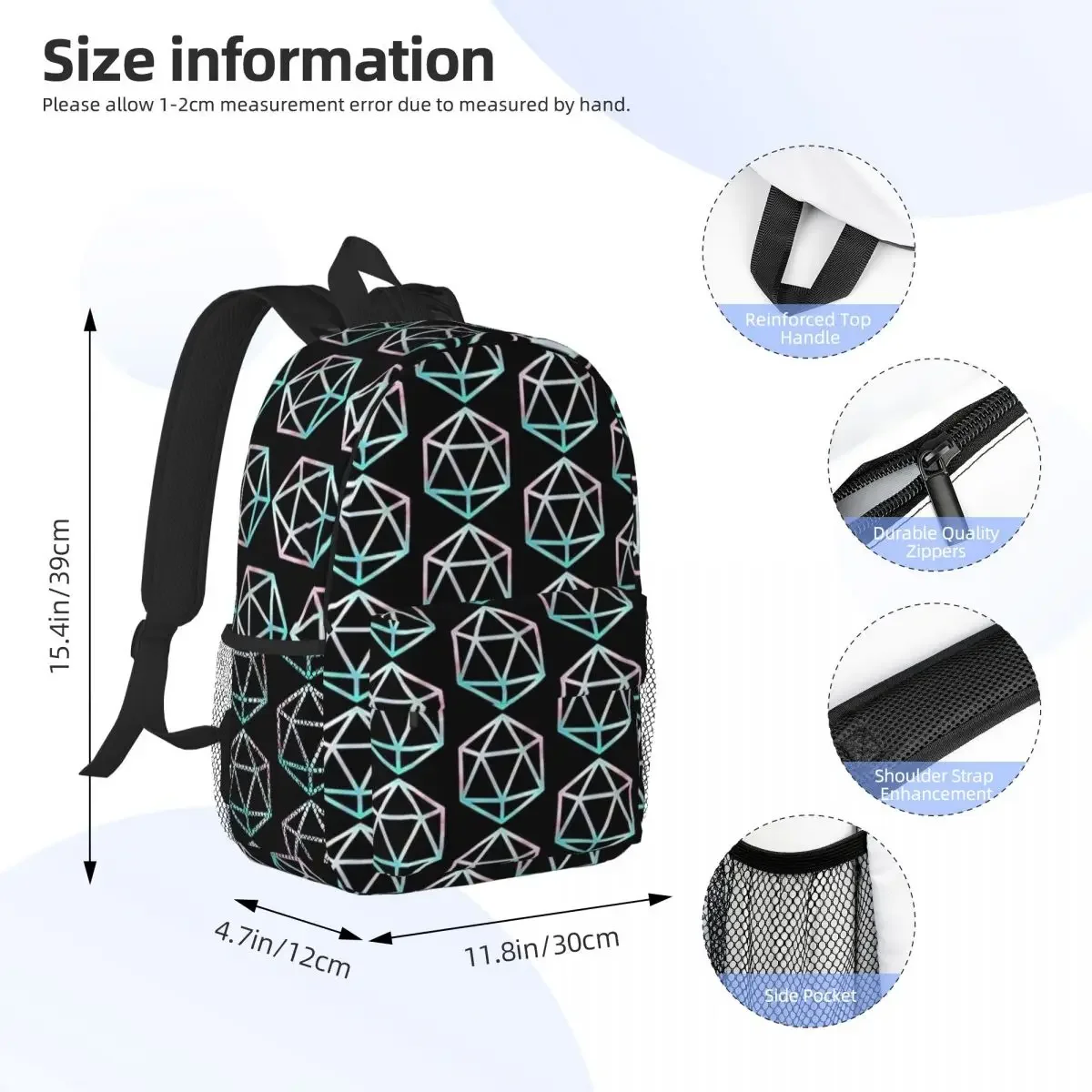 Clouded Skye D20 Backpacks Teenager Bookbag Casual Children School Bags Travel Rucksack Shoulder Bag Large Capacity