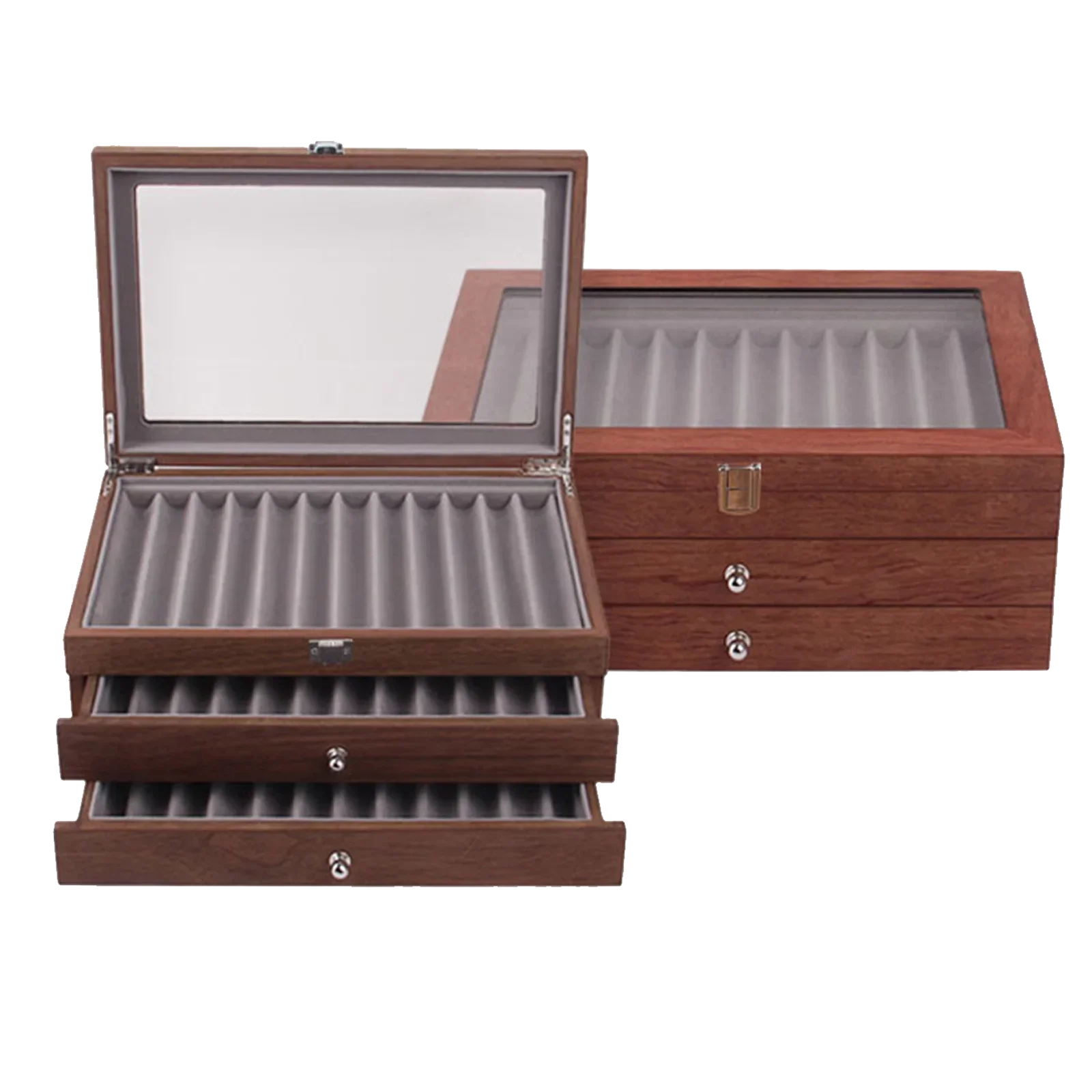 3 Schicht Holz Füll federhalter Sammler Stift Display Box 34 Stift Organizer Box Stifte Vitrine Aufbewahrung sbox mit Glas geschenken