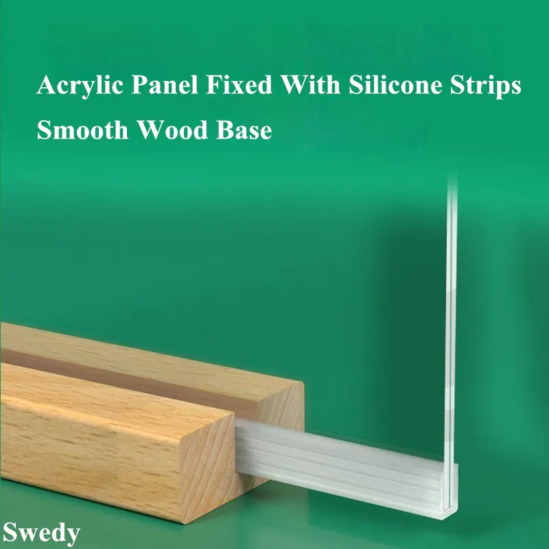 A5 148x210mm Double Magnetic Acrylic Sign Sign Holder Table Number Place Card Holder Wood Menu Holder Display Stand