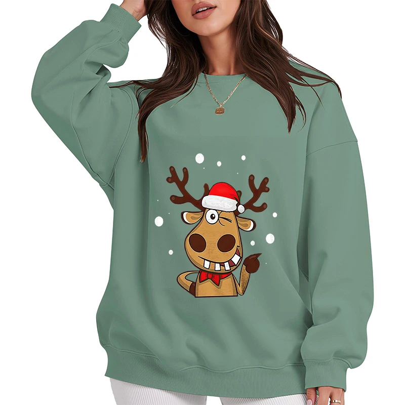 

Женские толстовки с Рождеством, зима 2026, рождественская елка, пуловер с буквенным принтом Санта-Клауса, модная женская одежда