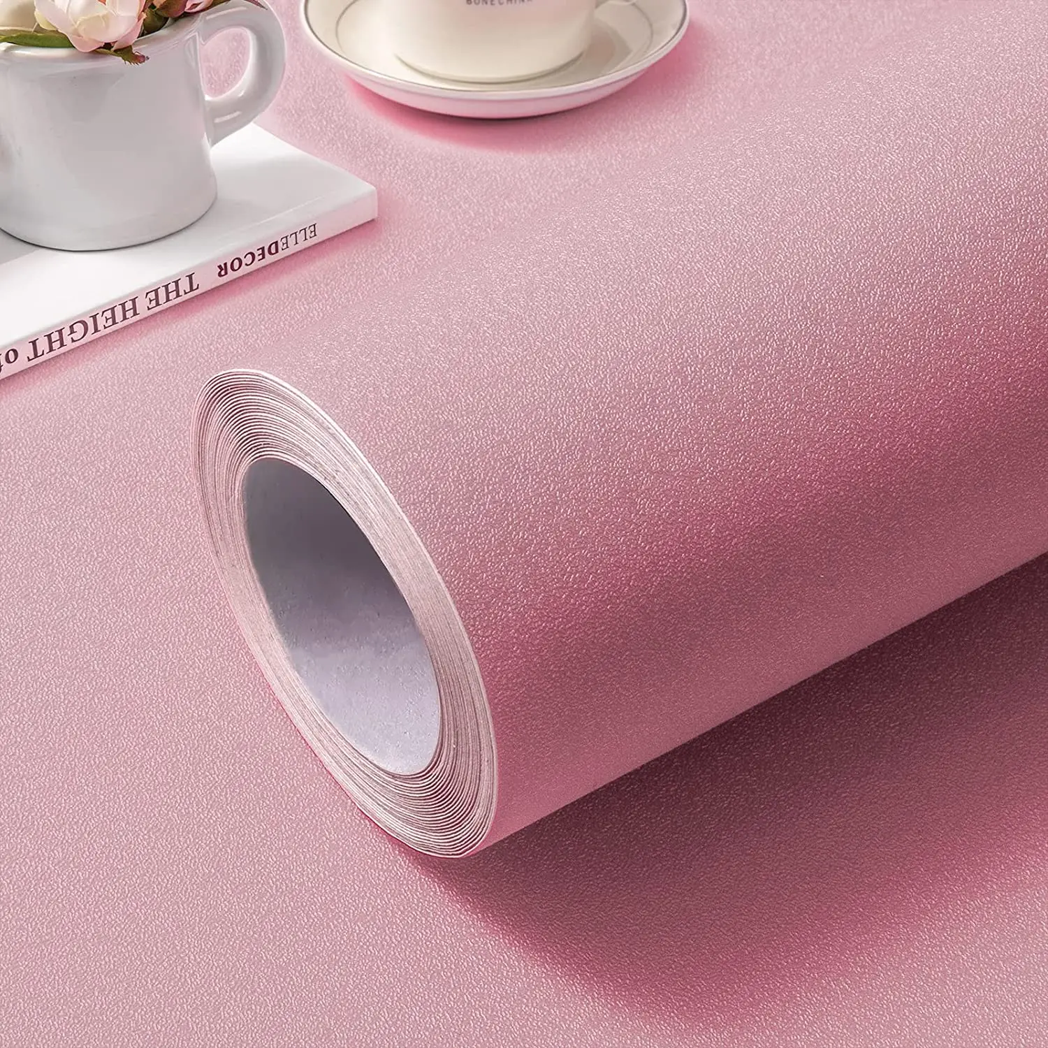 1 Roll Matte Orange Self-adhesive Wallpaper Waterproof and Moisture-proof Self-adhesive Bedroom TV Background Wall Desktop Wardr image 3