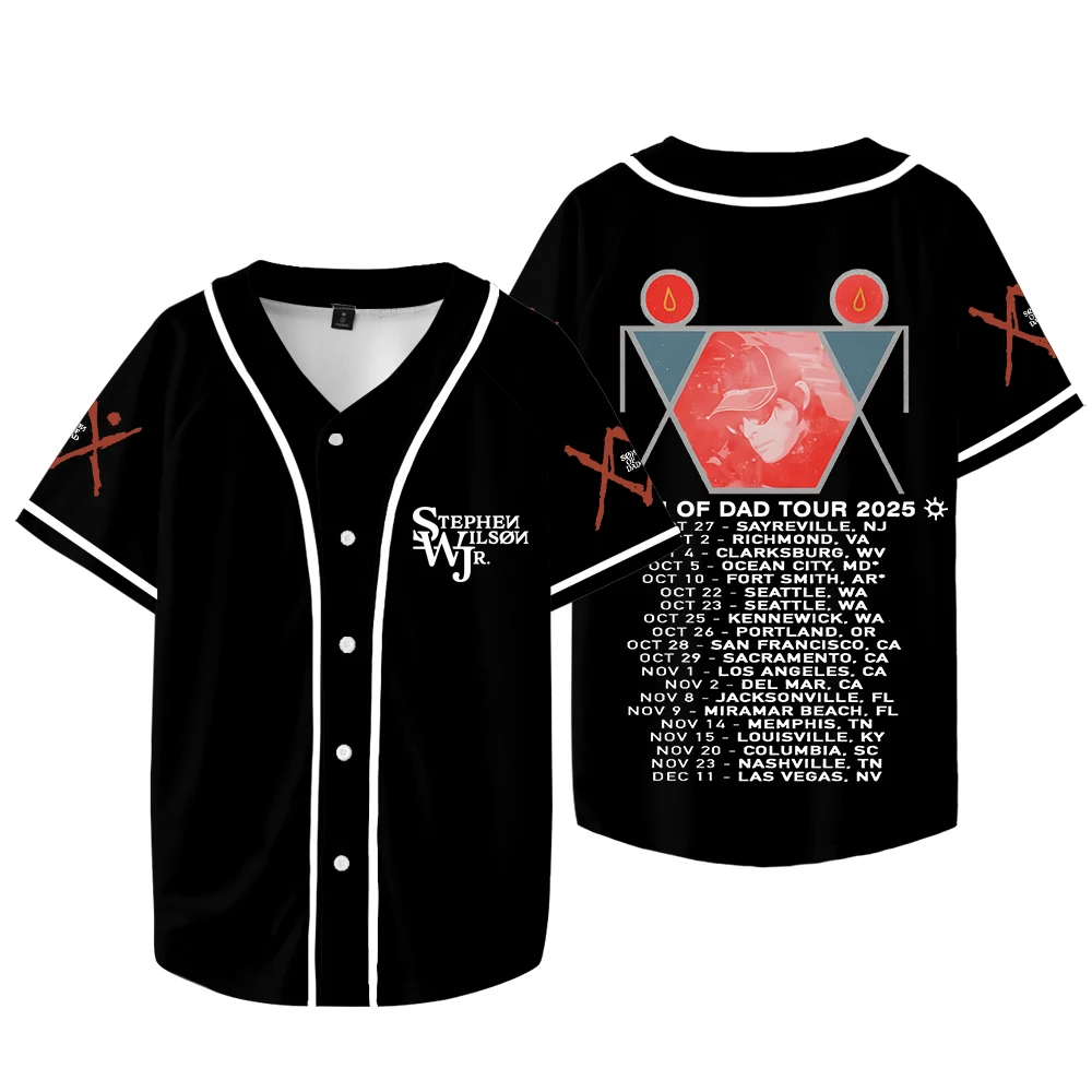 Stephen Wilson Jr. Camisa de beisebol Son Of Dad Tour 2025 Merch Camisas de beisebol personalizadas Uniforme esportivo unissex