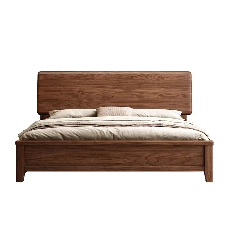 

Pure solid wood bed tenon and mortise structure black walnut bed 1.8 meters double bed
