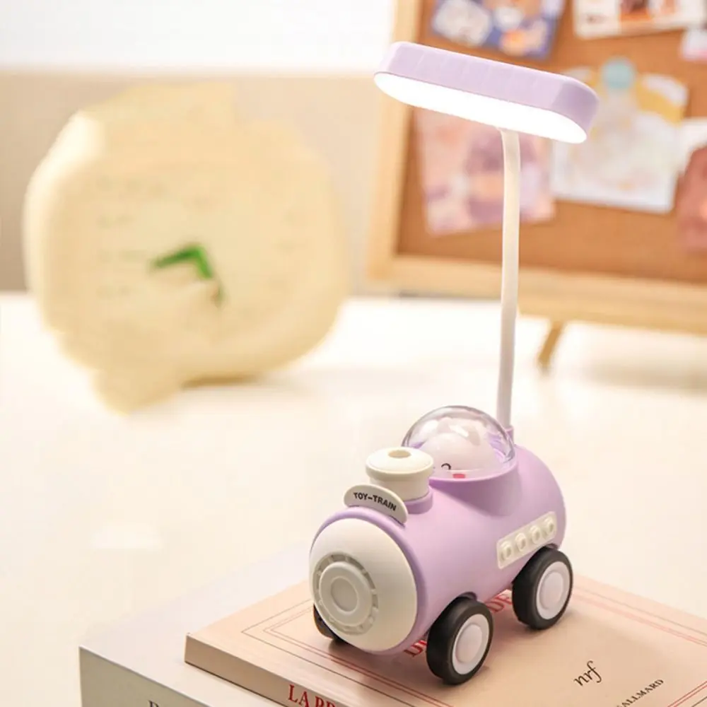 Train Shape Small Desk Lamp Pencil Sharpener USB Charging Night Table Lamp 2 Modes Adjustable Bedside Reading Light