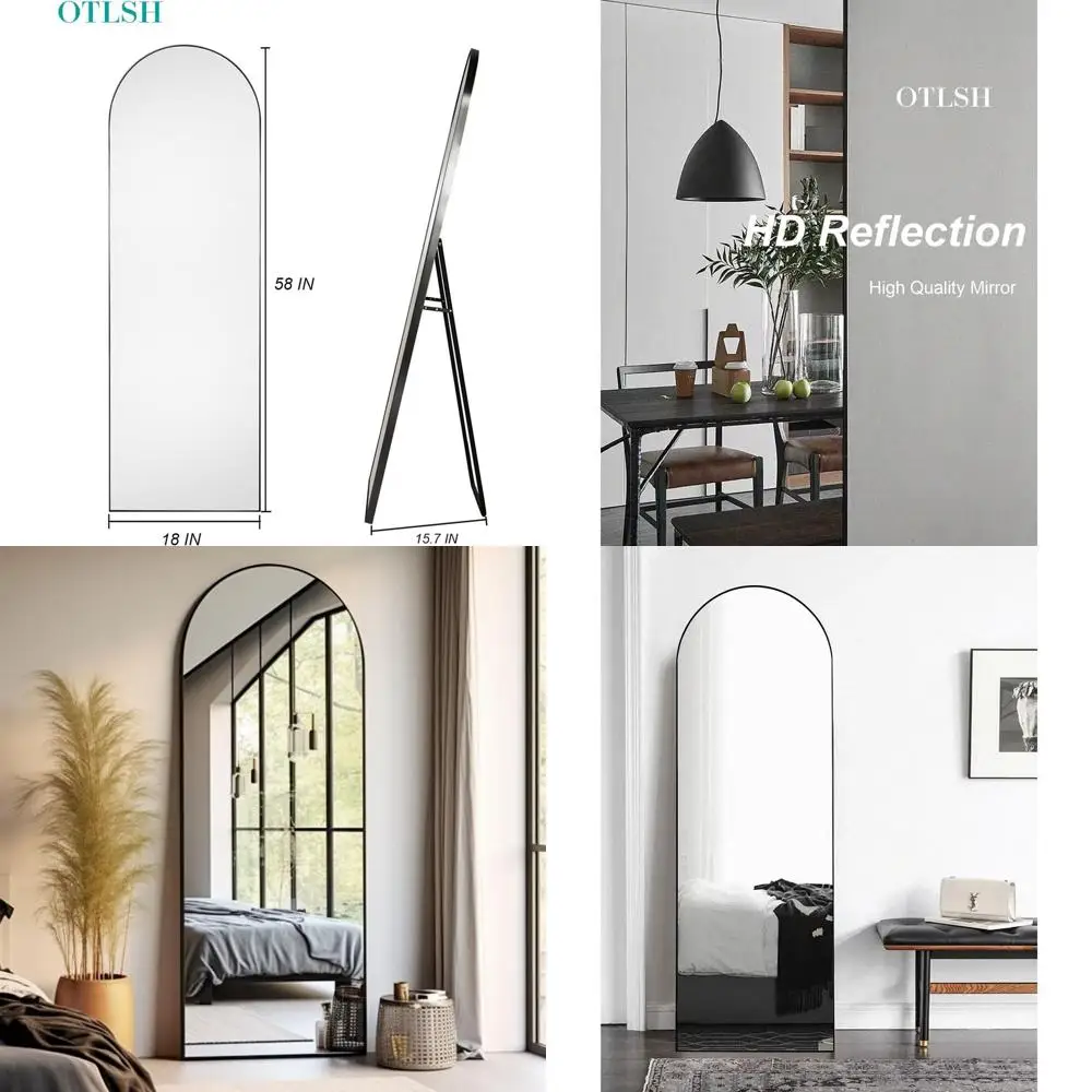 

Freestanding 58 x 18 Arched Floor Mirror with Black Stand