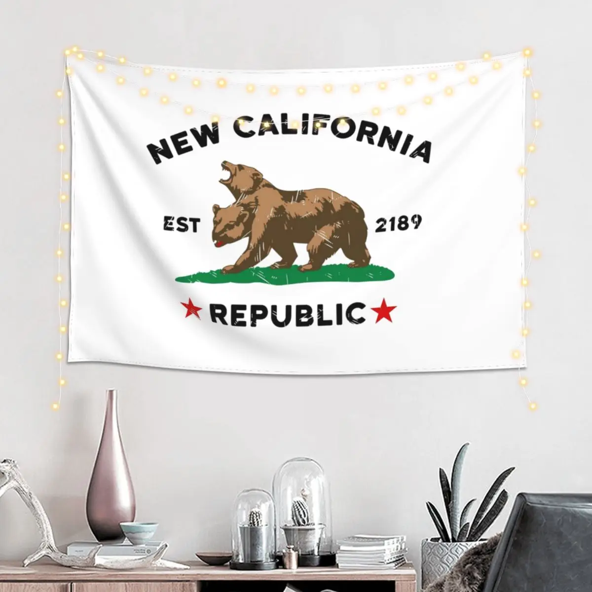New California Republic Tapestry Art Wall Hanging Aesthetic Home Decoration Tapestries for Living Room Bedroom Dorm Room