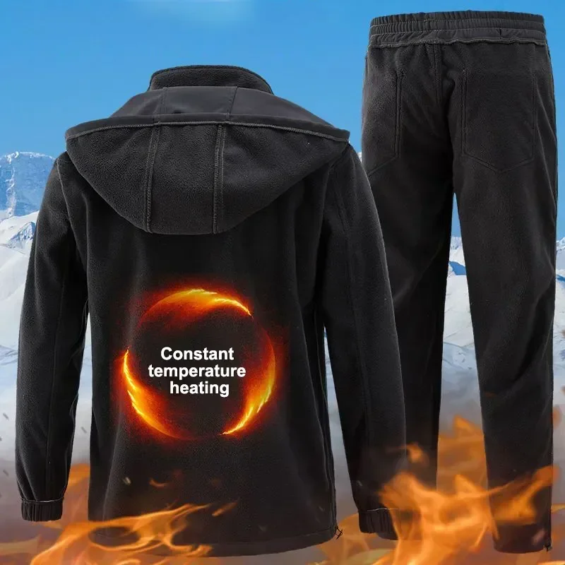 

2025 New Hiking Jackets Suit Winter Men's Padded Thickened Cold Windproof Waterproof Warm Riding Outdoor Mountaineering Clothing