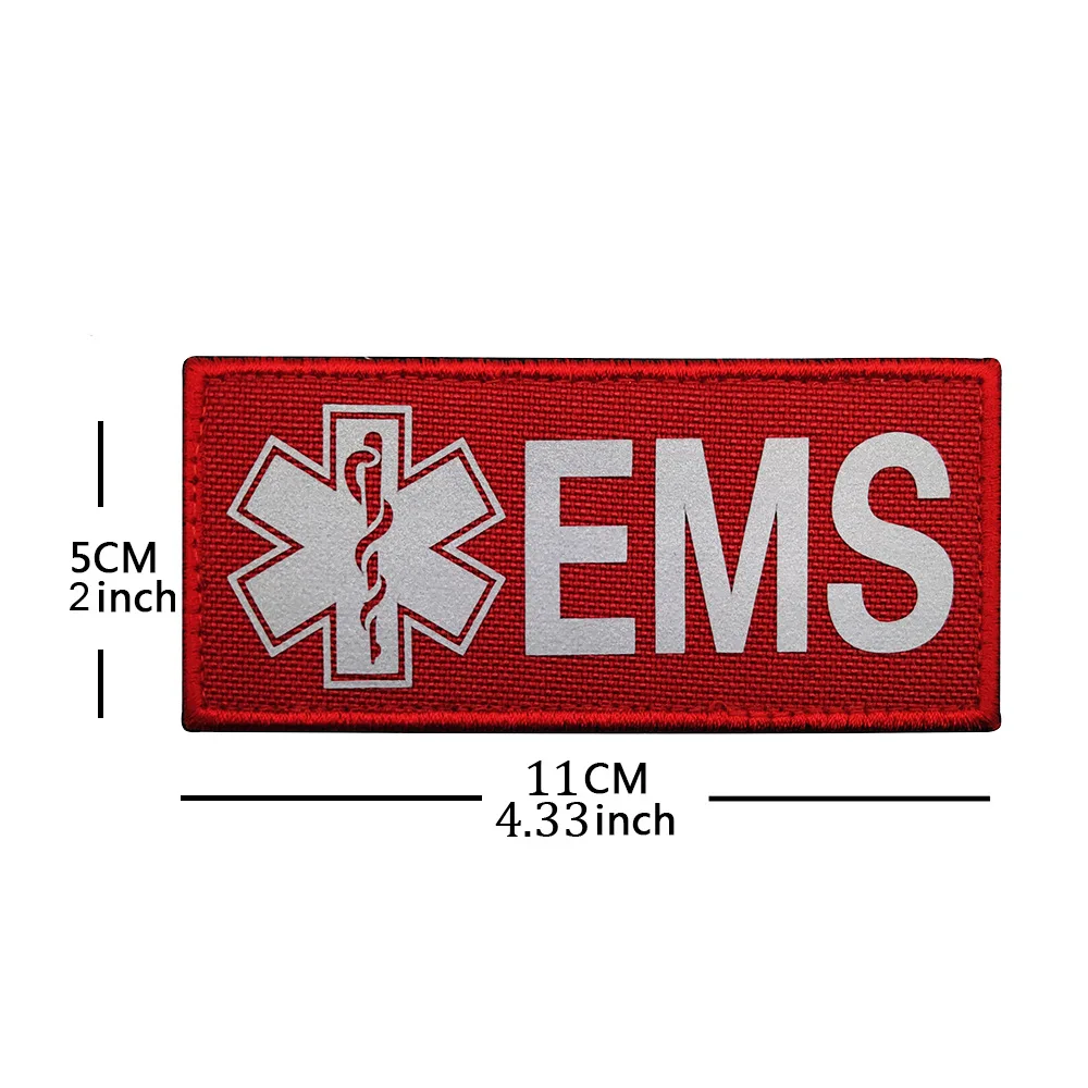Reflective Medical Star Embroidered Hook and Loop EMS & MEDIC Star of Life Patches Multi-Color Decorative Tags for Outdoor Use