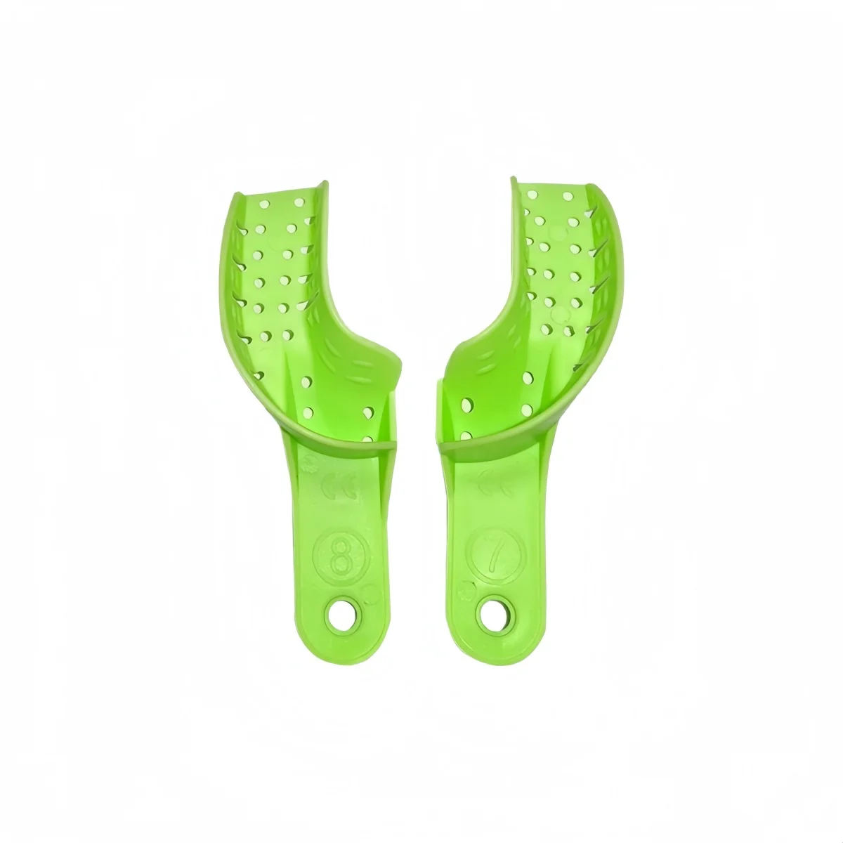 10 قطعة/المجموعة/مجموعة صواني انطباع بلاستيكية للأسنان قابلة للتعقيم بالحجم الكامل أدوات مختبر خضراء قابلة للتعقيم مستلزمات طبيب الأسنان #5