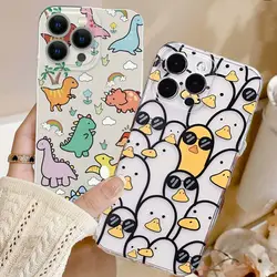 Cute Dinosaur Jellyfish Pattern Case for OPPO Reno 10 5G 11 10 Pro Plus 11F 6 8 Pro 5 6 Lite 7 4G 8Z 6Z A58 A78 A79 A98 5G Cover