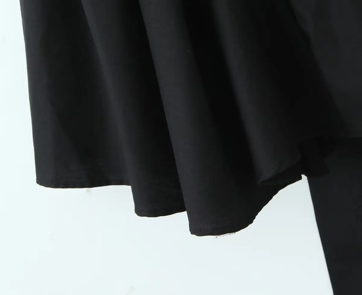 Vestido corto de algodón francés para mujer, prenda sin mangas, Espalda descubierta, estilo campestre, color negro